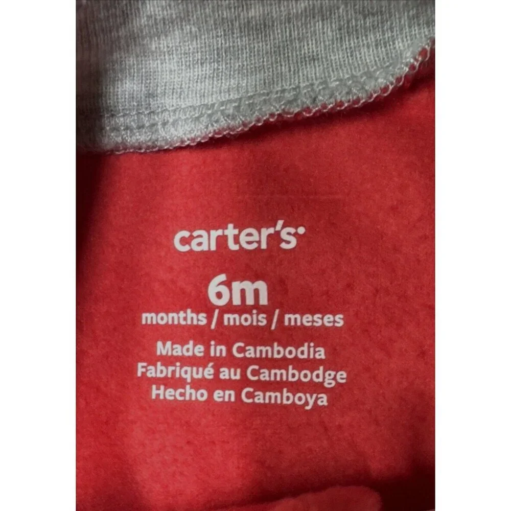 Carters Baby Sleepwear Footie Fleece Reindeer 6 Month Red 2 Way‎ Zipper NEW